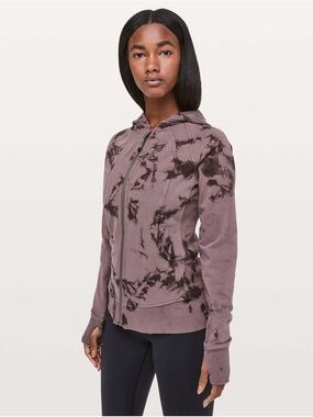 Lululemon Scuba Hoodie Light Cotton Fleece in Shibori Antique Bark Black Satin 8